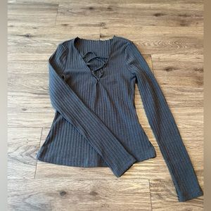 Size XS(US 2 / EU 34) dark grey long sleeve V neck from SHEIN *New*